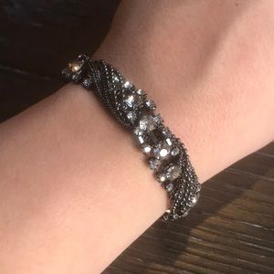 Gorgeous chain and CZ gunmetal bracelet